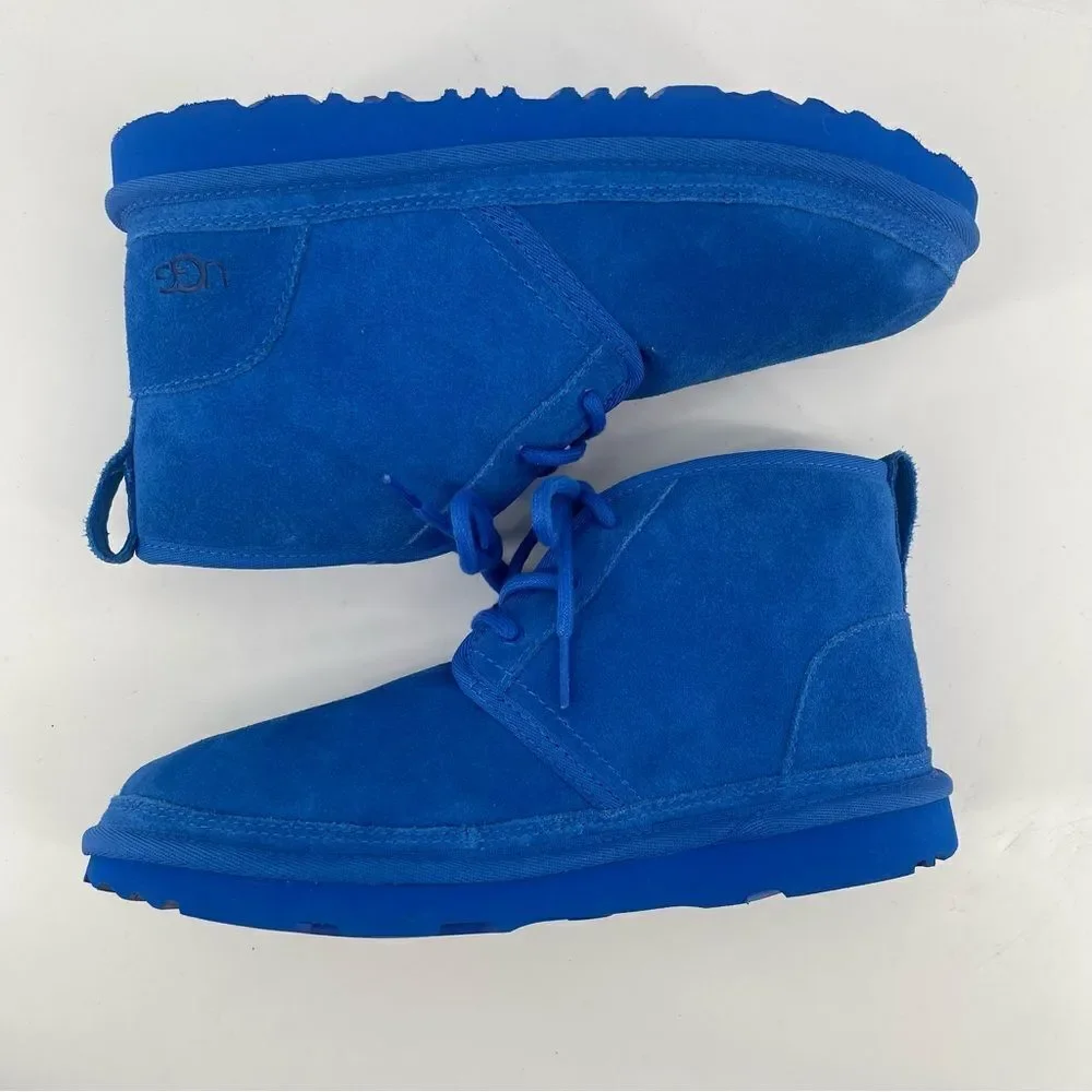 UGG Kids Neumel II Chukka Boots Size 6 Royal Blue Suede Lace-Up 1017320K